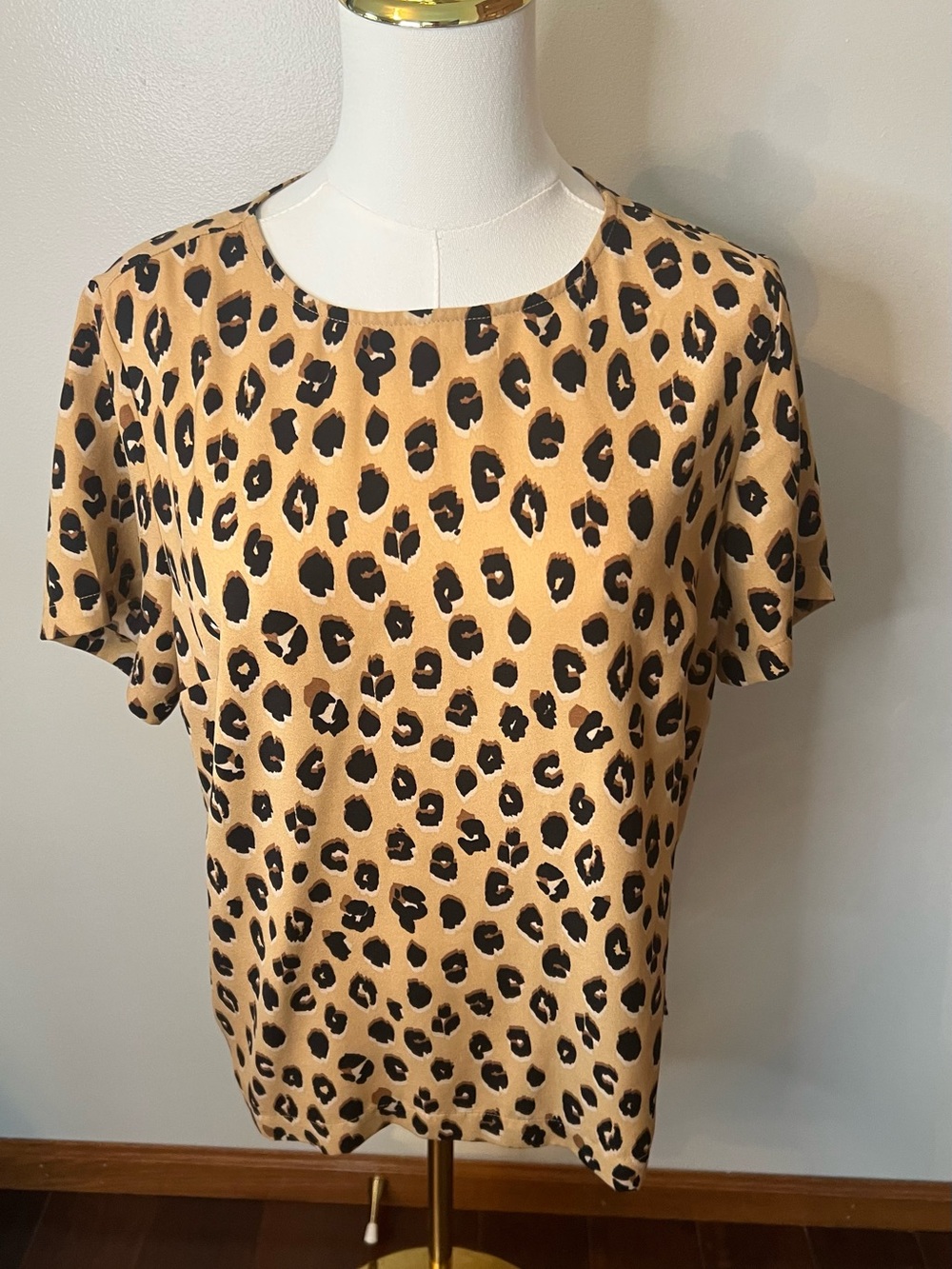 A New Day Womens Leapord Print Blouse Medium Tank Black Animal Print Cheetah